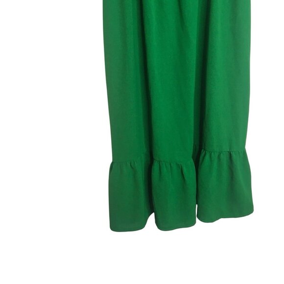 Women's Puff Sleeve Midi Dress Green Lace Insert Ruffle Hem Sz Medium 6 - Picture 5 of 16